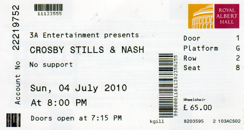CROSBY STILLS & NASH Ticket